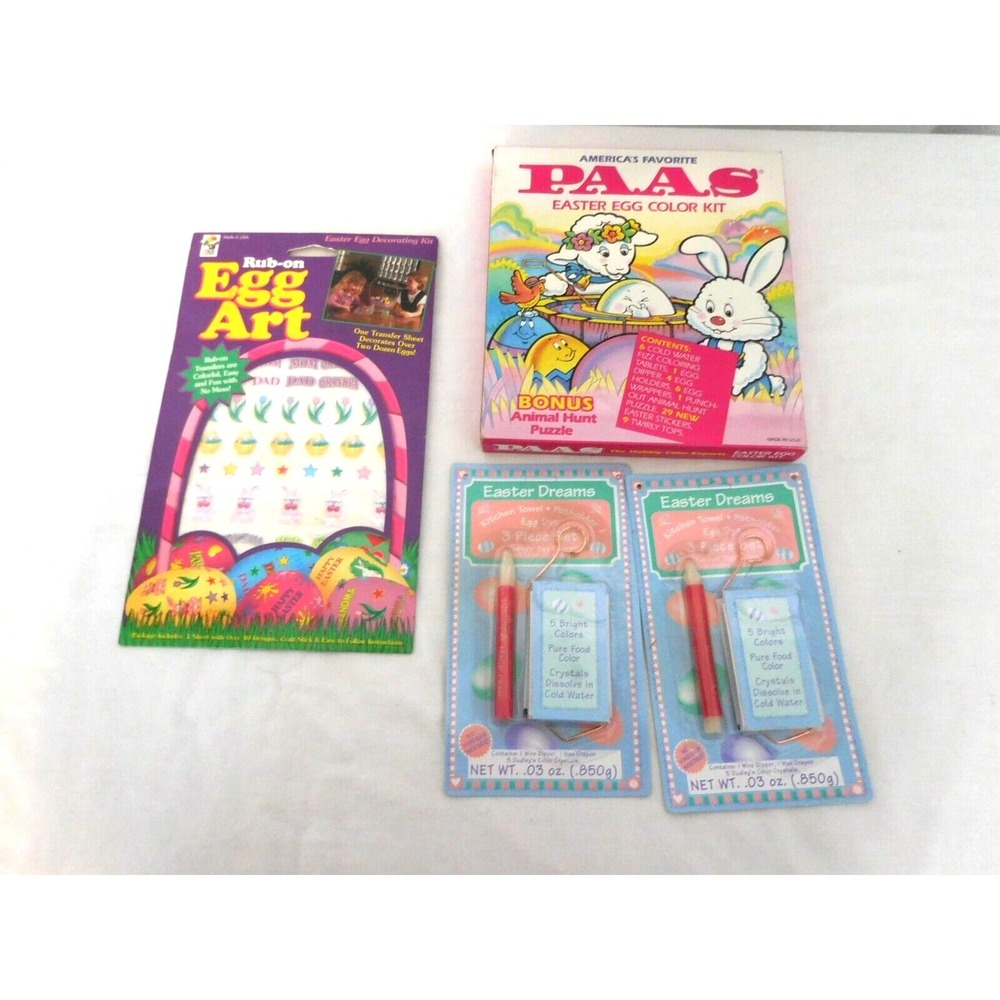 Vintage Paas Unopened Easter Egg Color Kit Super Color Tablets Lamb Rabbit Box +